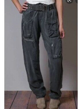 Pete & Greta Johnny Was Women's Sz 10 Black Marika Cargo Pants Multi-Pocket